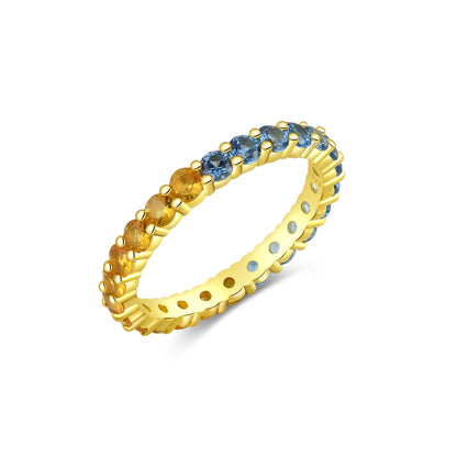 Colorful Diamond Round Simple Elegant Ring