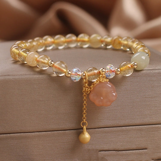 Natural Gold Rutilated Quartz Bracelet Women's National Fashion