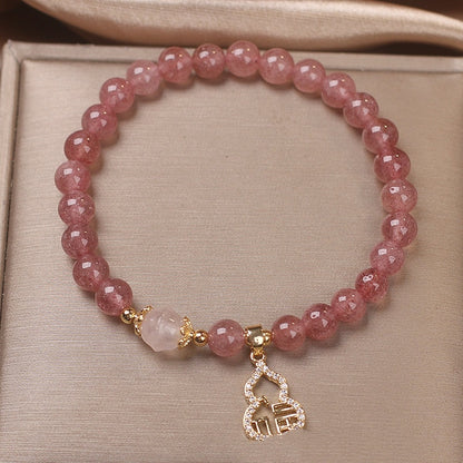 Ethnic Style Natural Strawberry Quartz Bracelet