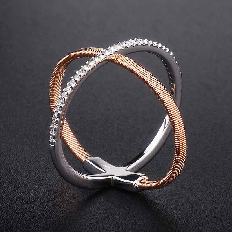 Simple Cross Silver Zircon Ring