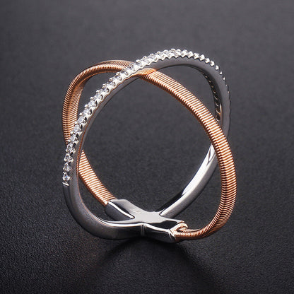 Simple Cross Silver Zircon Ring