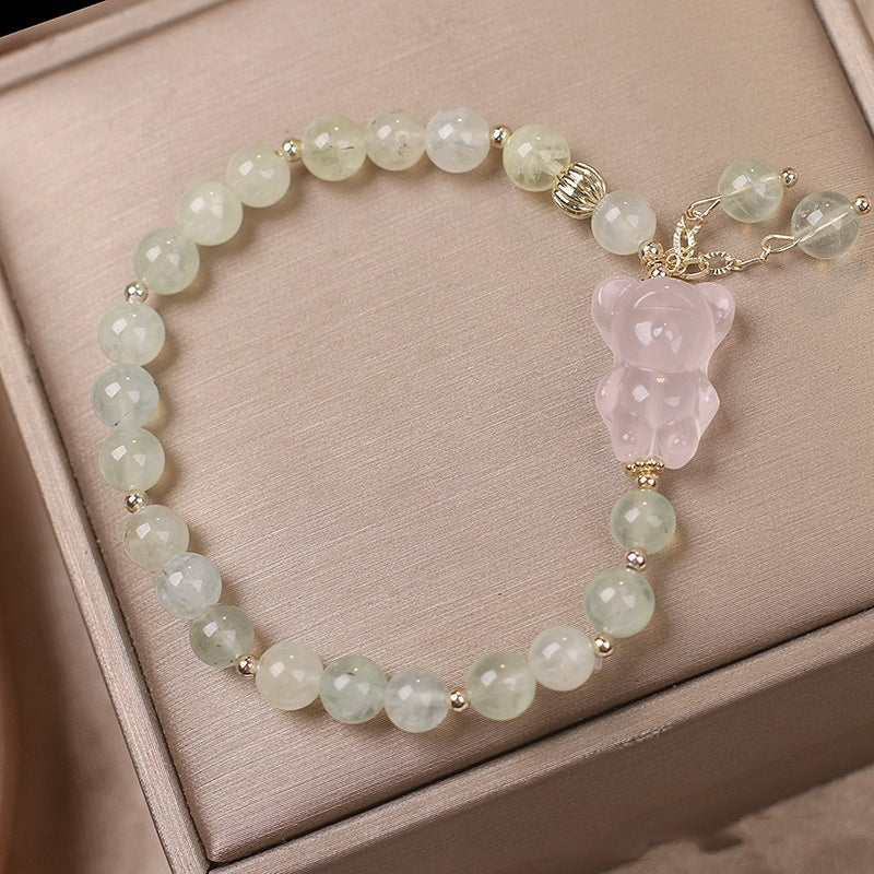 Natural Prehnite Beaded Bracelet Sweet And Cute