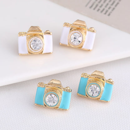 Metal Simple Mini Camera Temperament Ear Studs