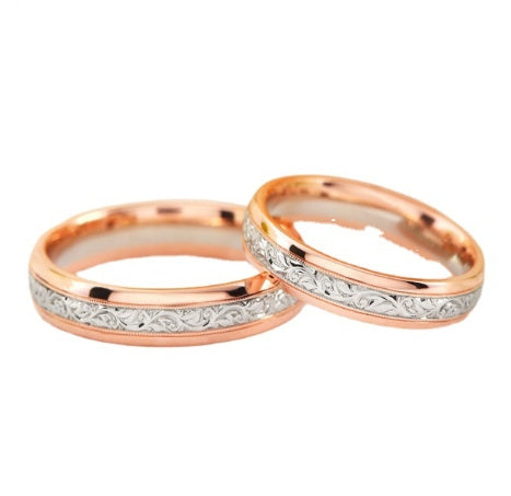 New Rose Flower Couple Ring European And American Rose Gold Plated Two-color Men's And Women's Wedding Ring