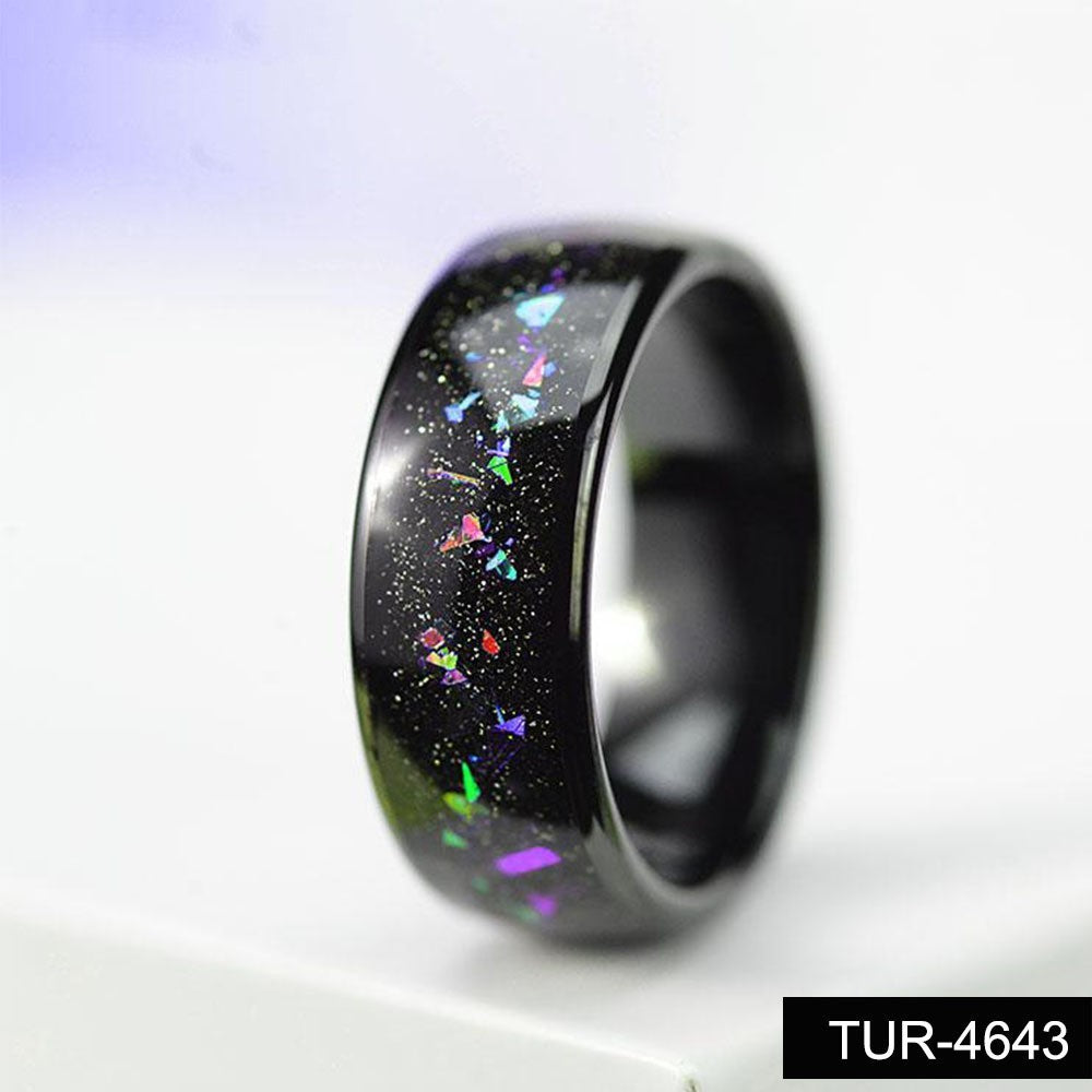 Tungsten Steel Full Photoelectric Black Ring With Colorful