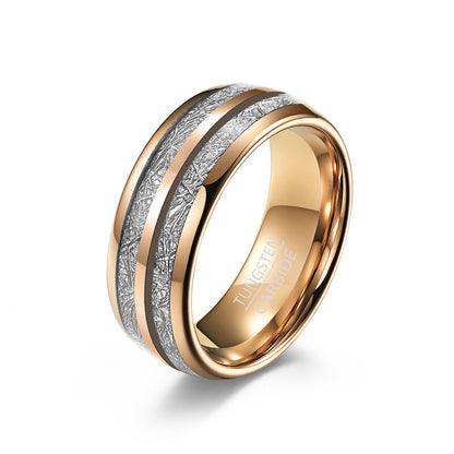 Double Slot Embedded Ice Silk Tungsten Ring Men And Women Couple