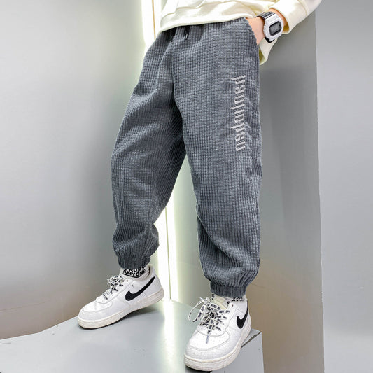 Boys' Casual Pants Thickened Plus Velvet Middle-aged Kids