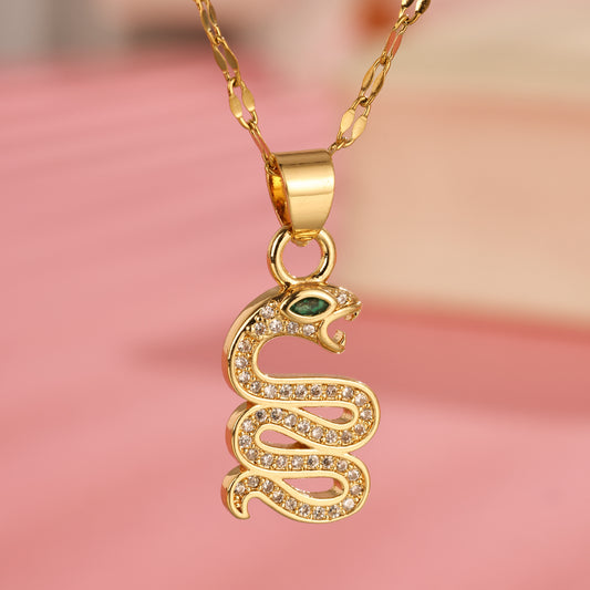 Snake Shaped Necklace, Personalized And Fashionable, Niche Snake Element Alloy Pendant Necklace