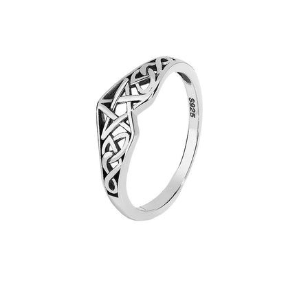 Pure Silver Star Distressed Female Ring