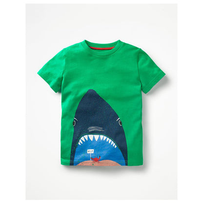 Casual Kids Loose Printed Cotton Short-sleeved T-shirt