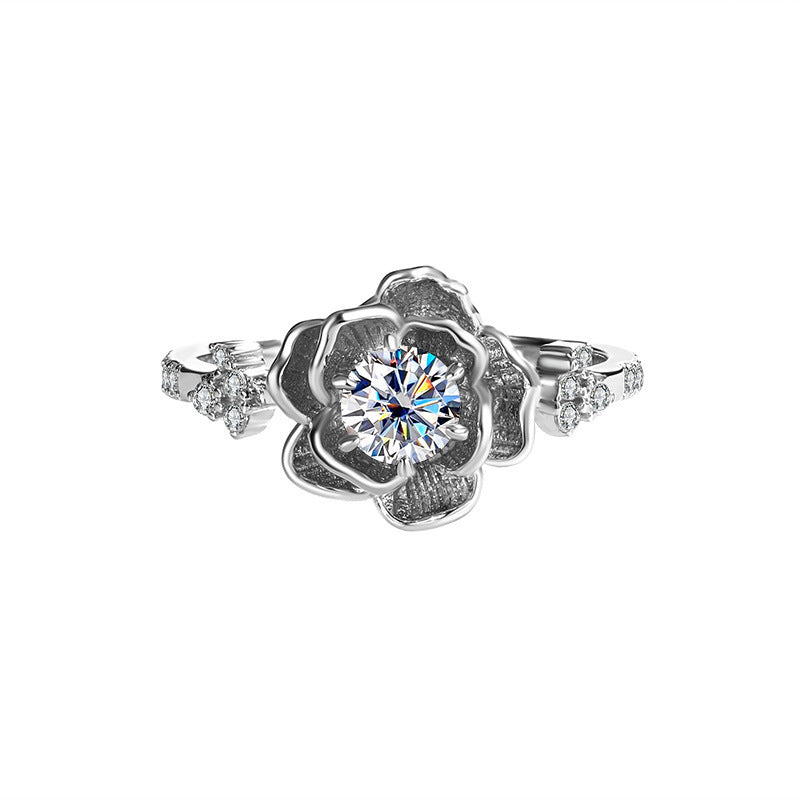 Sterling Silver D Color Moissanite Water Lily Ring