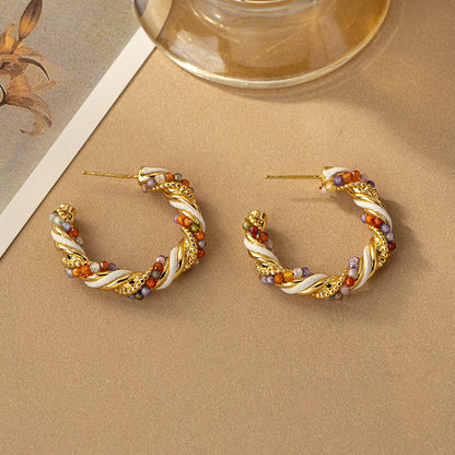 Twist Wrap C Ring Earrings Woman