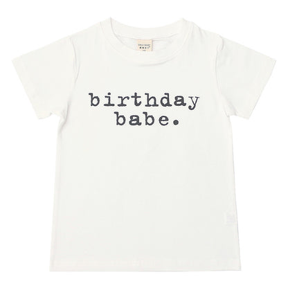 New Children's Baby Half-sleeve Magenta Letter Birthday Print Tops