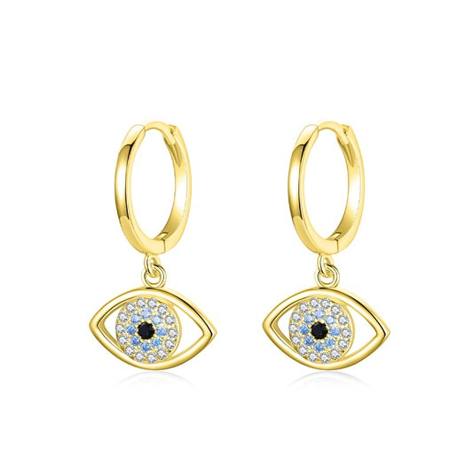 925 Sterling Silver Circle Drop Blue Eye Hypoallergenic Earrings Evil Eye Jewelry