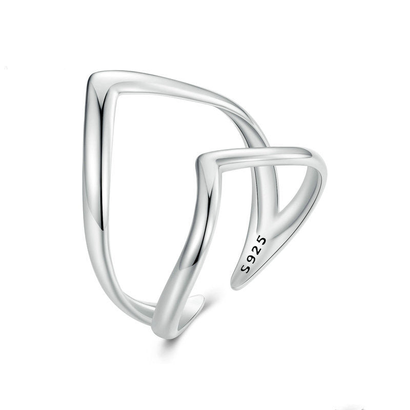 Simple V-shaped Double-layer Ring Women