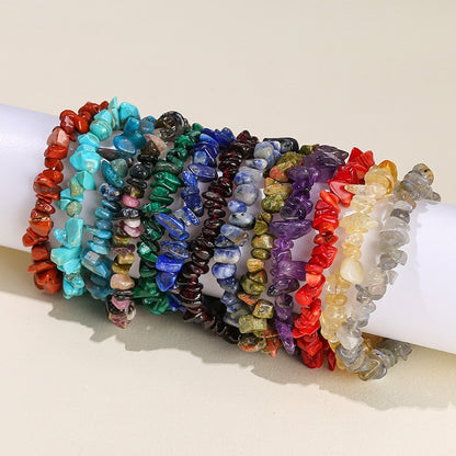 Natural Crystal Agate Colorful Gravel Stretch Bracelet