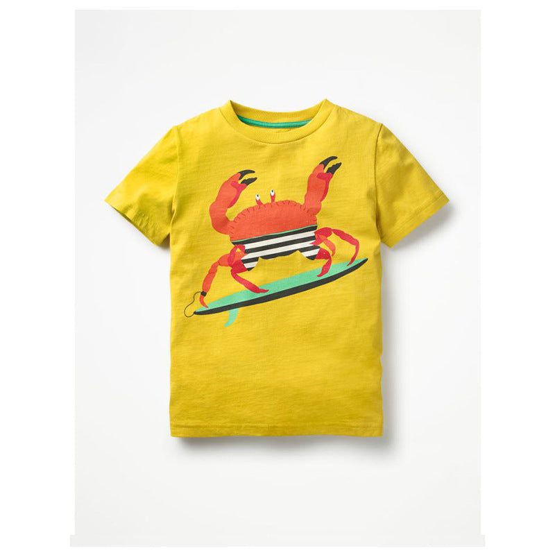 Casual Kids Loose Printed Cotton Short-sleeved T-shirt