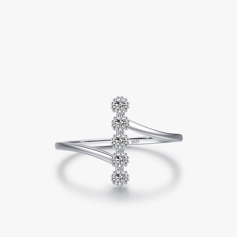 Sterling Silver Inlaid Zircon Ring For Women