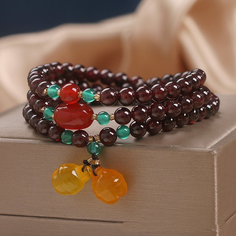 Natural Garnet Bracelet Women Lucky Beads