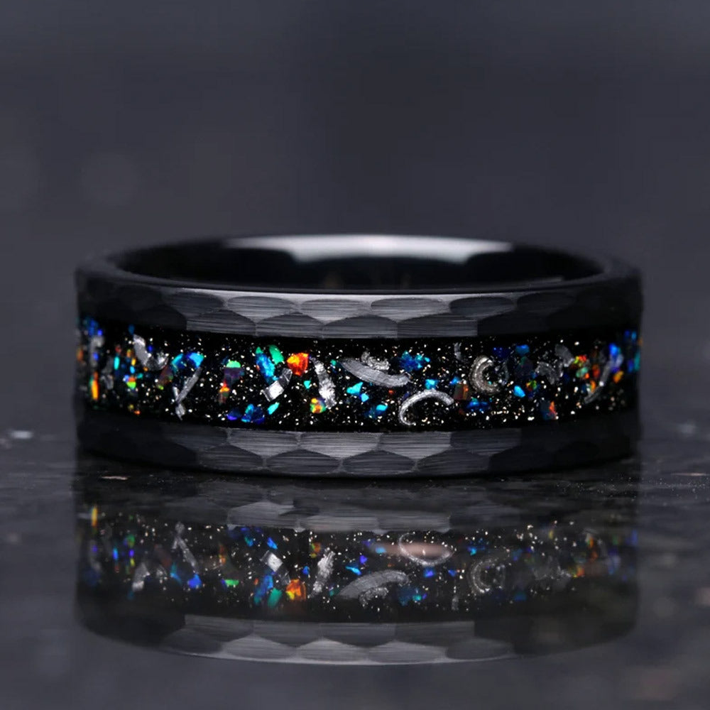 Fashion Color Opal Tungsten Gold Ring