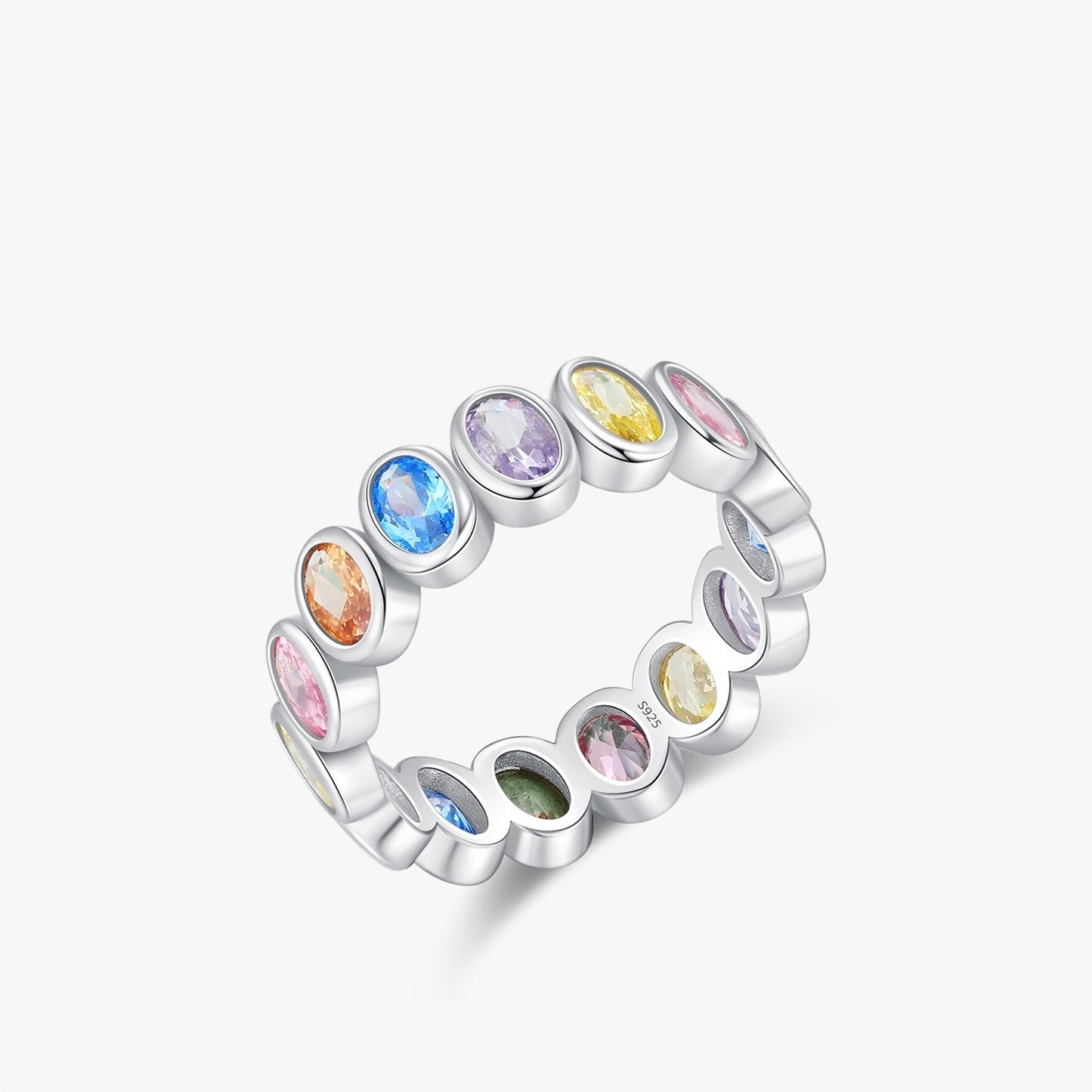 S925 Sterling Silver New Style Original Color Oval Zircon Stackable Ring