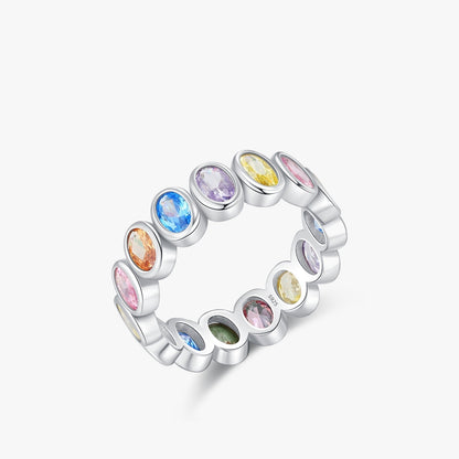 S925 Sterling Silver New Style Original Color Oval Zircon Stackable Ring