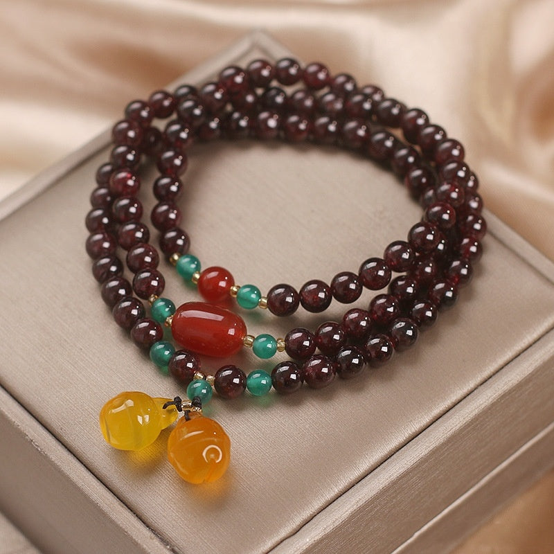 Natural Garnet Bracelet Women Lucky Beads