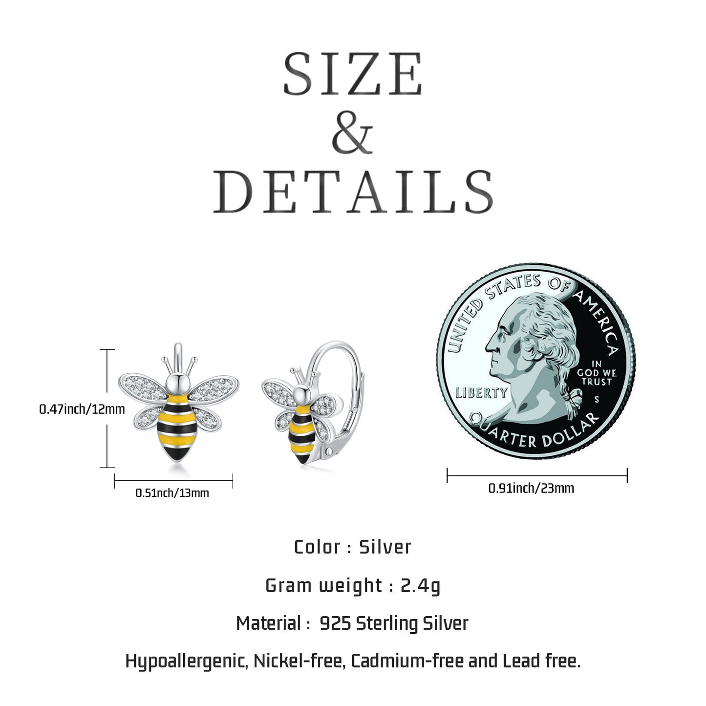 Bee Earrings S925 Sterling Silver Bumble Honey Huggie Hoop Earrings Bee Jewelry Gifts for Women Girls Teen