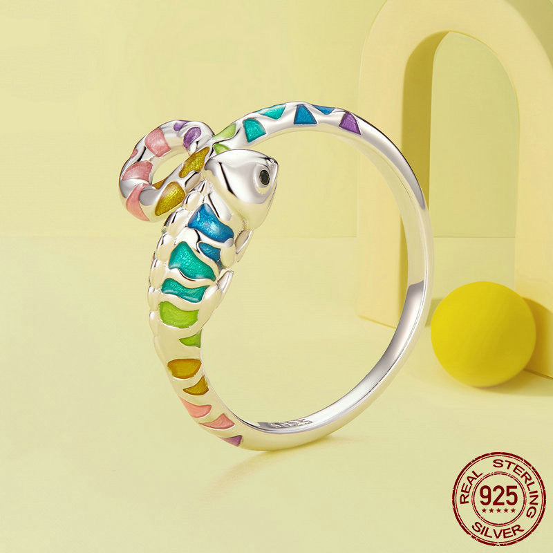 Sterling Silver Color Chameleon Ring Adjustable