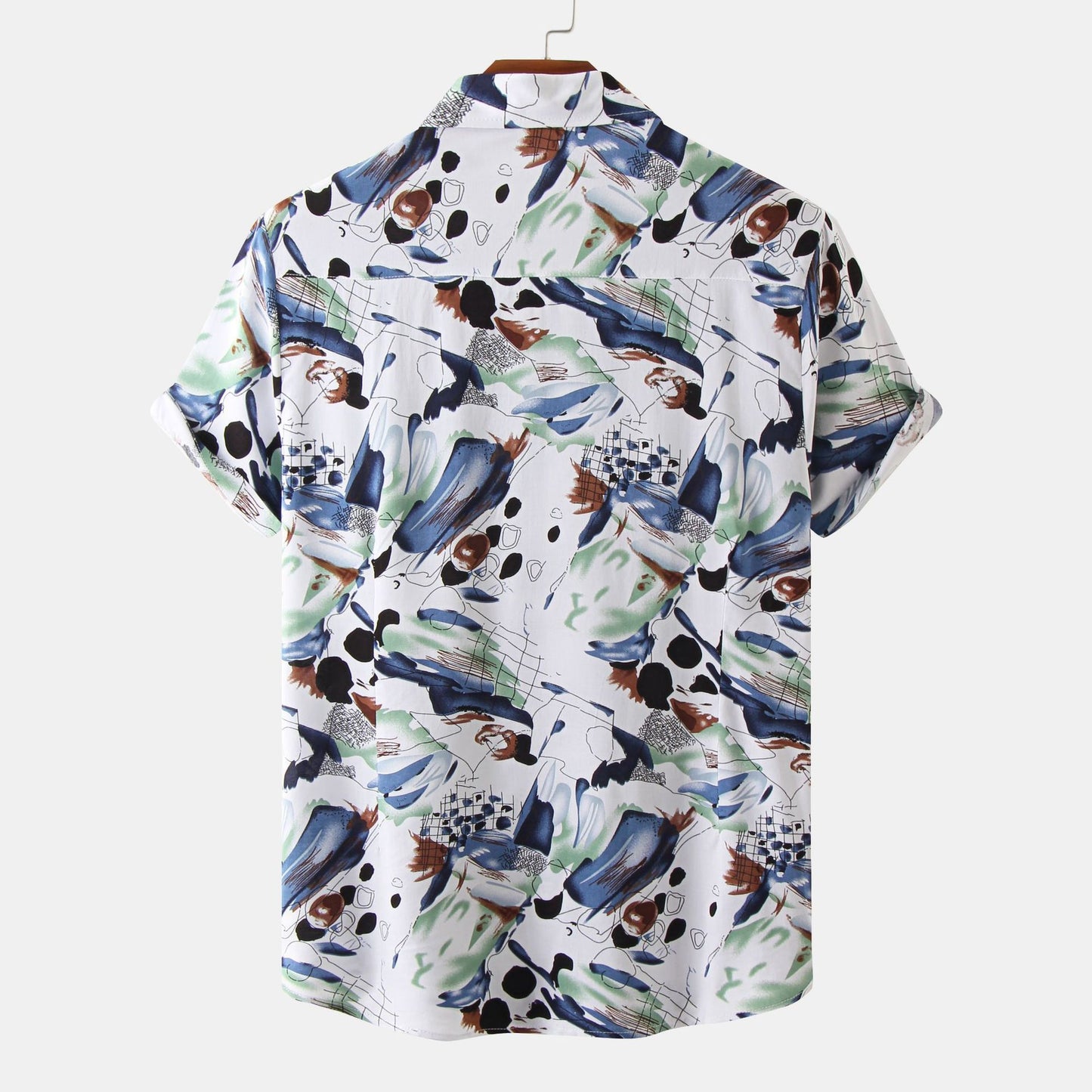 Men's Lapel Short Sleeve Floral Shirt