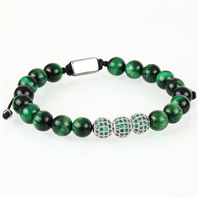 Inlaid Zircon Crown Transfer Beads Woven Men's Bracelet