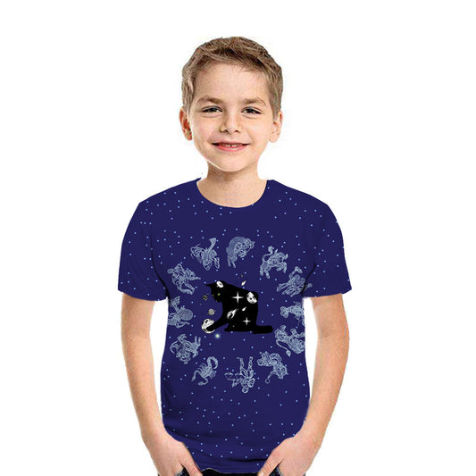 Casual 3D Printed Kids Short Sleeves