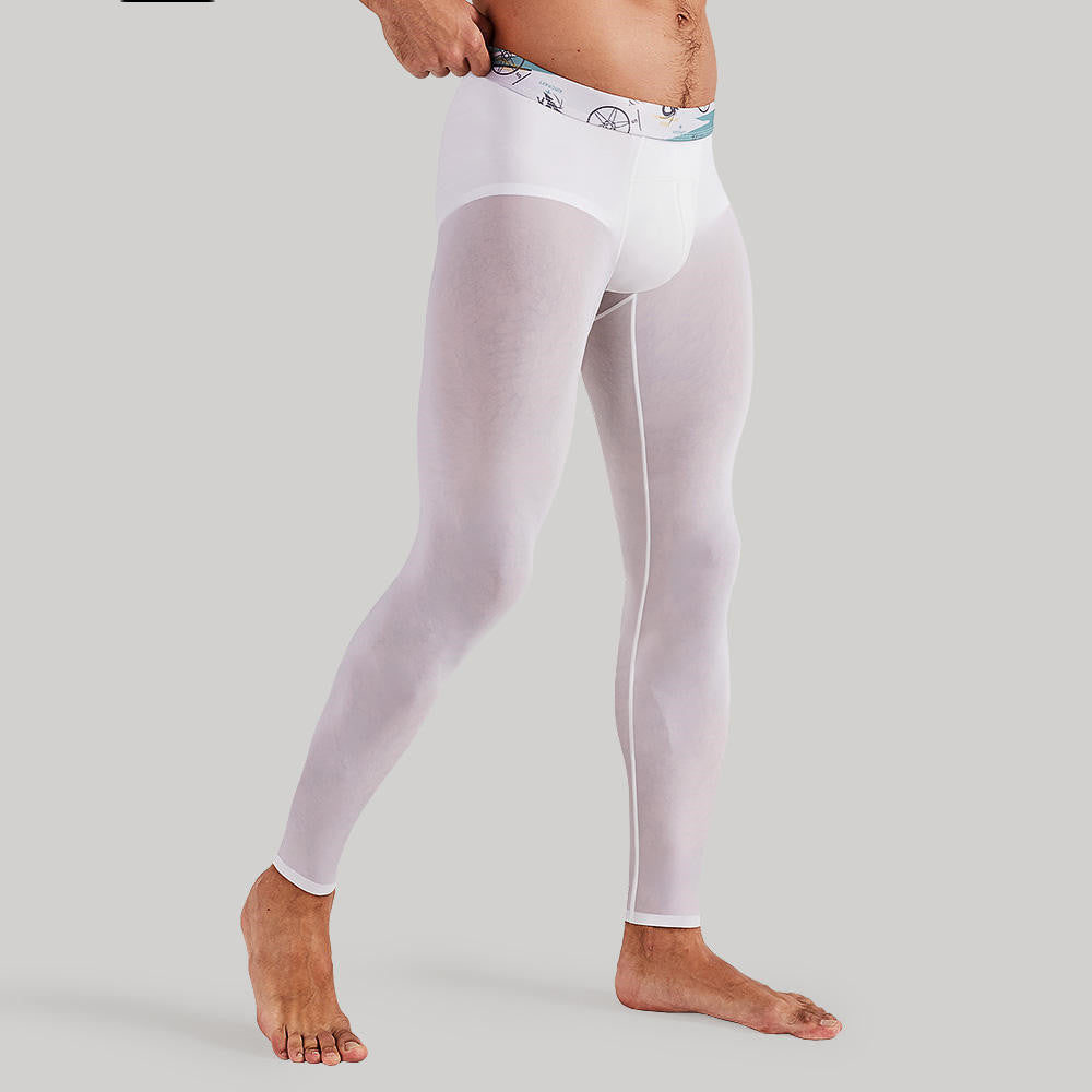 Seamless Men Tight Ice Silk Thin Leggings