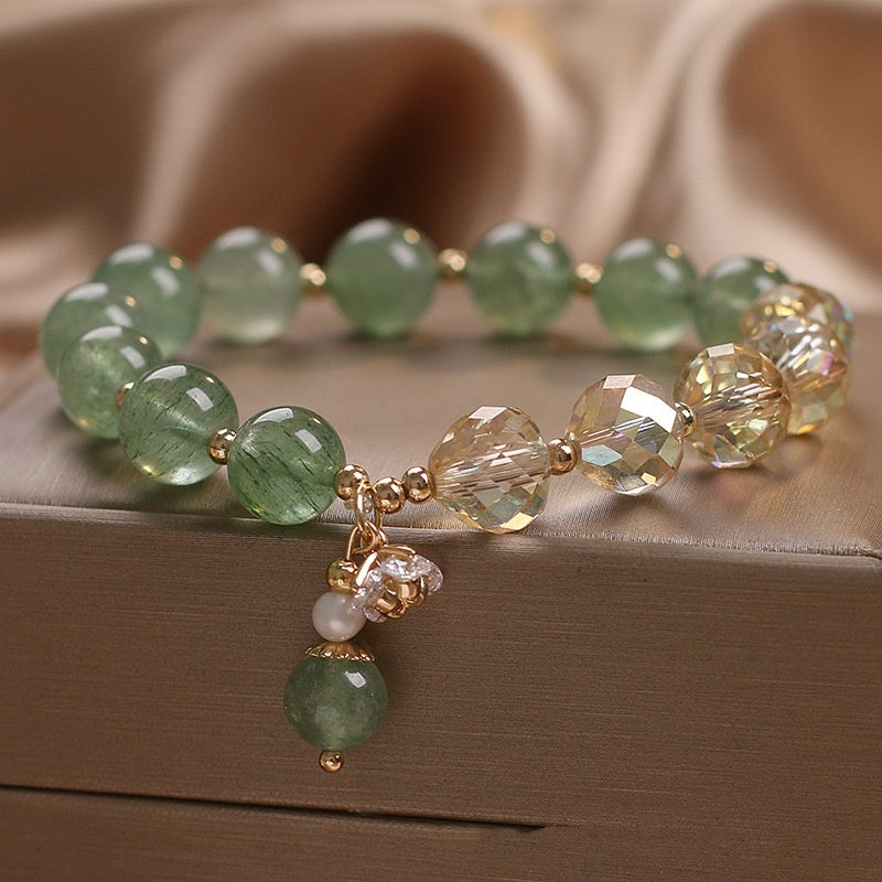 Original Design Green Strawberry Quartz Bracelet