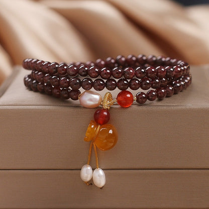 Ethnic Style Multi-circle Natural Garnet Legend Bracelet