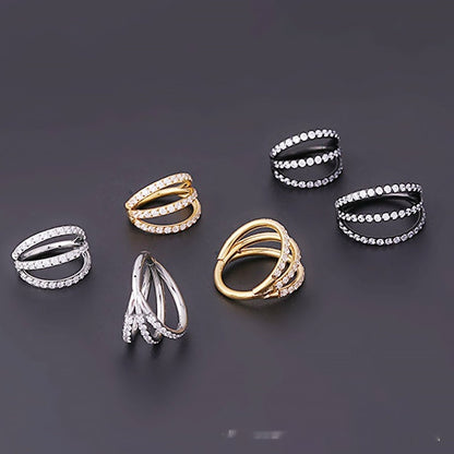 European And American Trendy Piercing Nose Studs Stainless Steel Three-row Seamless Closed Ring Nose Ring