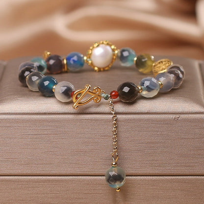 Ethnic Style Natural Heart Agate Bracelet