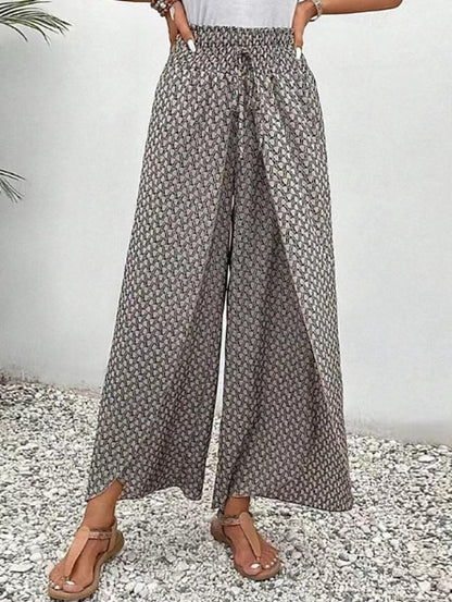 Ethnic Retro Urban Casual Loose Split Wide-leg Women's Trousers