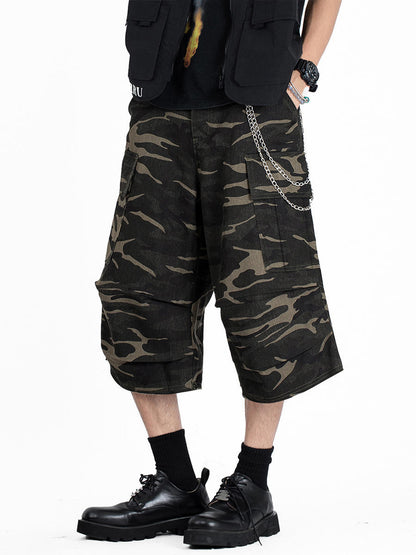 Camouflage Large Pocket American Street Men's Loose Casual Shorts