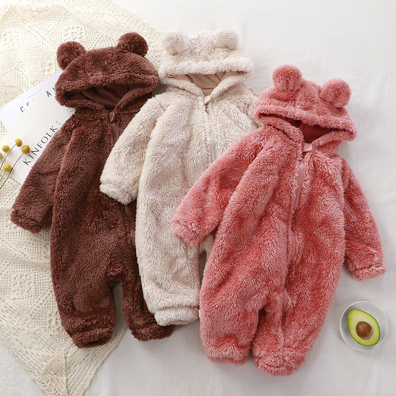 Baby One-piece Winter Newborn Warm Rompers Baby Plush Outer Wear