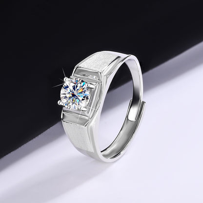 Moissanite Diamond Ring Men's Sterling Silver 1 Karat Domineering Personalized Men