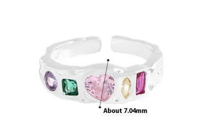 Pleated Texture High-quality Contrast-colored Zircon Ring