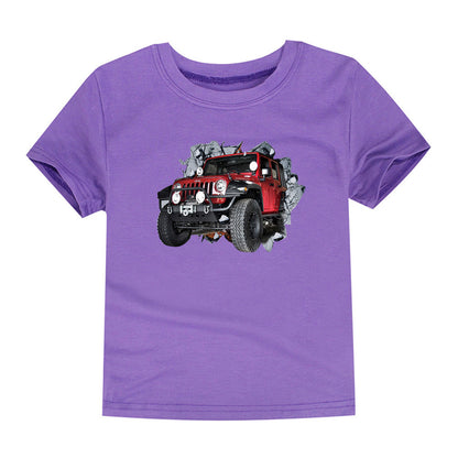 Children's Short-sleeved Cotton Heat Transfer T-shirt For Boys And Girls