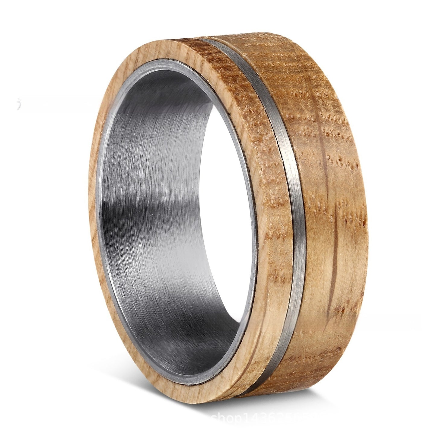 Tungsten Steel Shell With Wine Barrel Wood Inner Ring Ring