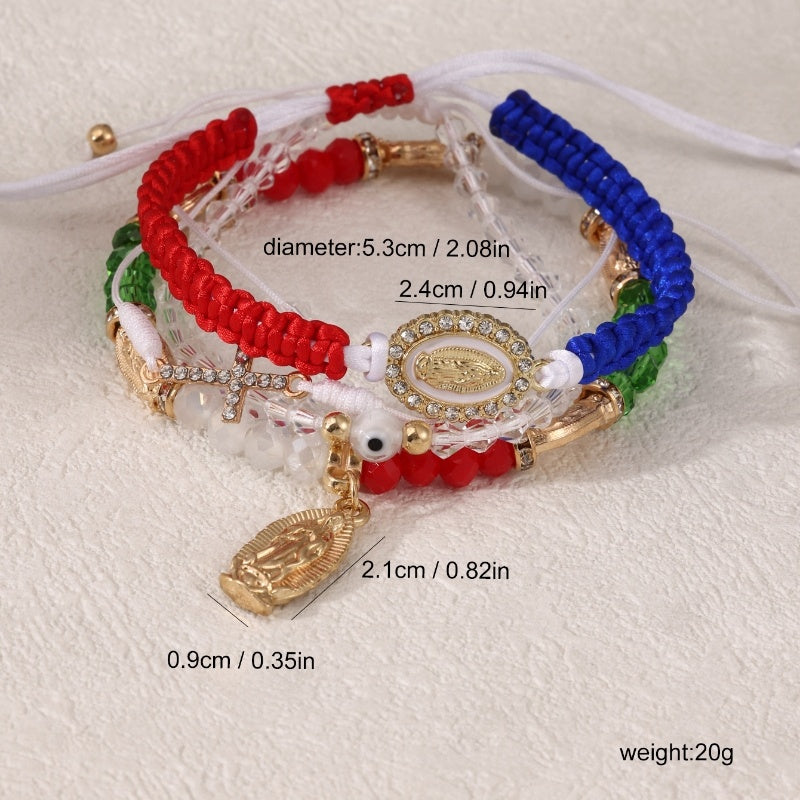 Cross Border Hot Selling Four Piece Set Of Bohemian Style Virgin Mary Beaded Rope Set Bracelet