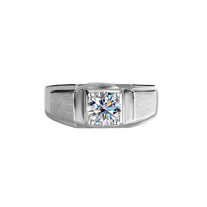 Moissanite Diamond Ring Men's Sterling Silver 1 Karat Domineering Personalized Men