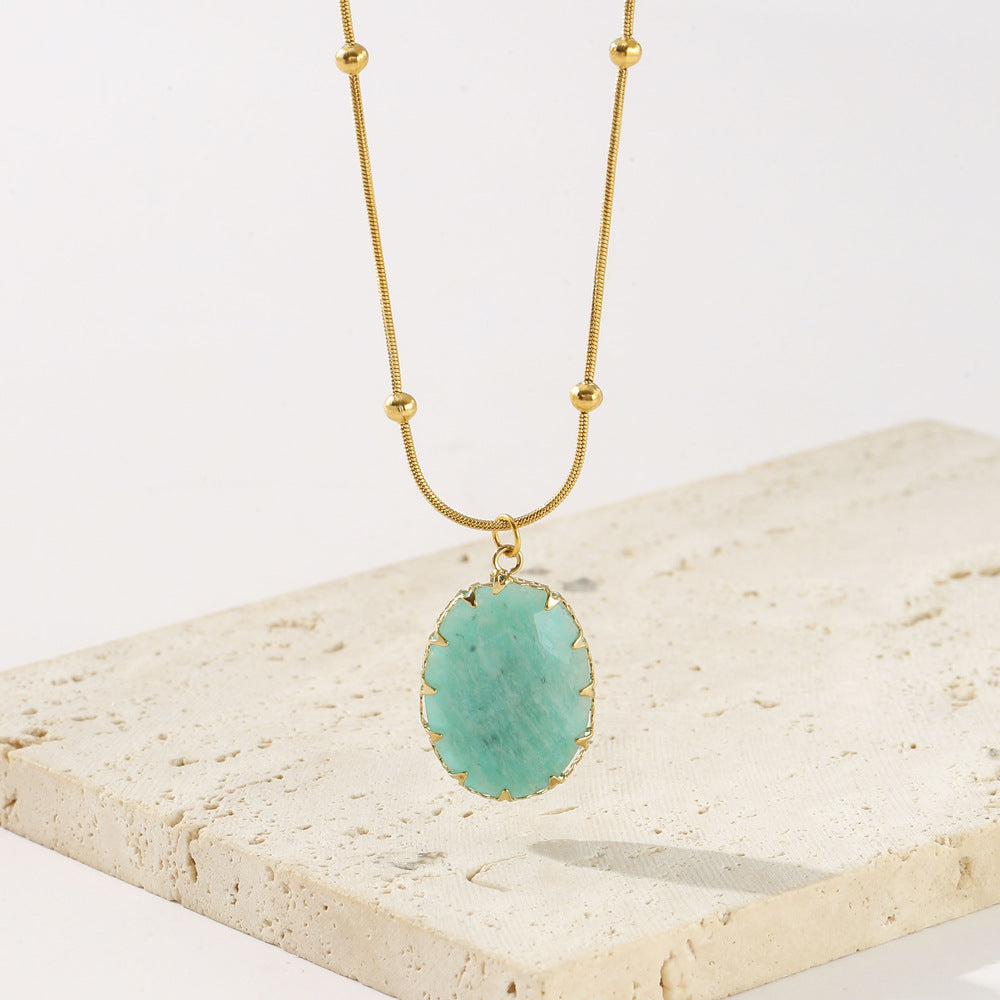 18K Gold Stainless Steel Turquoise Necklace