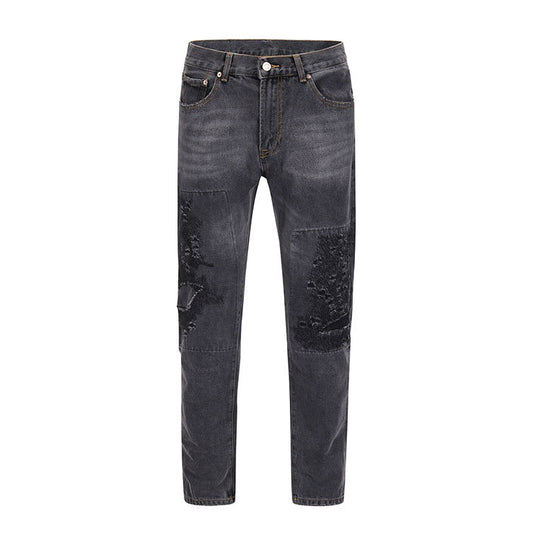 Trendy Splash-ink Stitching Washed Jeans