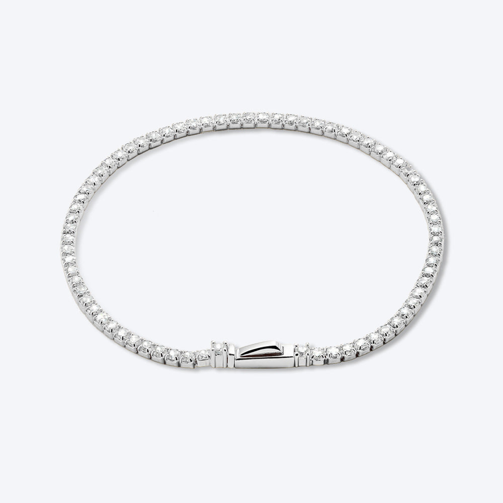 Women's Fashion Sterling Silver Single Row Zircon Inlaid Bracelet