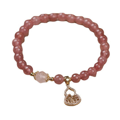 Ethnic Style Natural Strawberry Quartz Bracelet